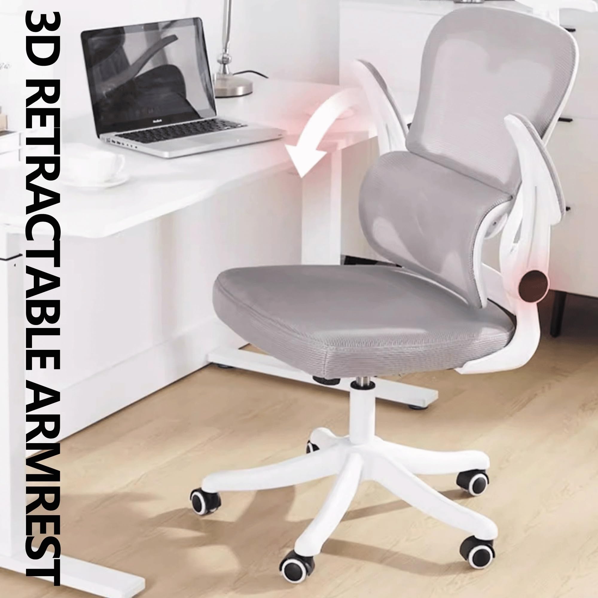 Ergonomiczne krzesło biurowe dla graczy z regulowanym zagłówkiem 3D, oparcie z siatki, zdejmowany wieszak na ubrania, obrotowy pochylenie, idealny do pracy studyjnej i biura kierowniczego, czarny