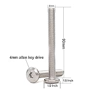 Vista 24 de binifiMux 10 unids M6 x 1.575 in tapa plana Allen pernos remaches tornillos de conexión para muebles 304 acero inoxidable