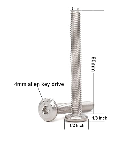 Miniatura 23 de binifiMux 10 unids M6 x 4.724 in Remache Avellanado Socket Cap Tornillos Tornillos Conexión 304 Acero Inoxidable