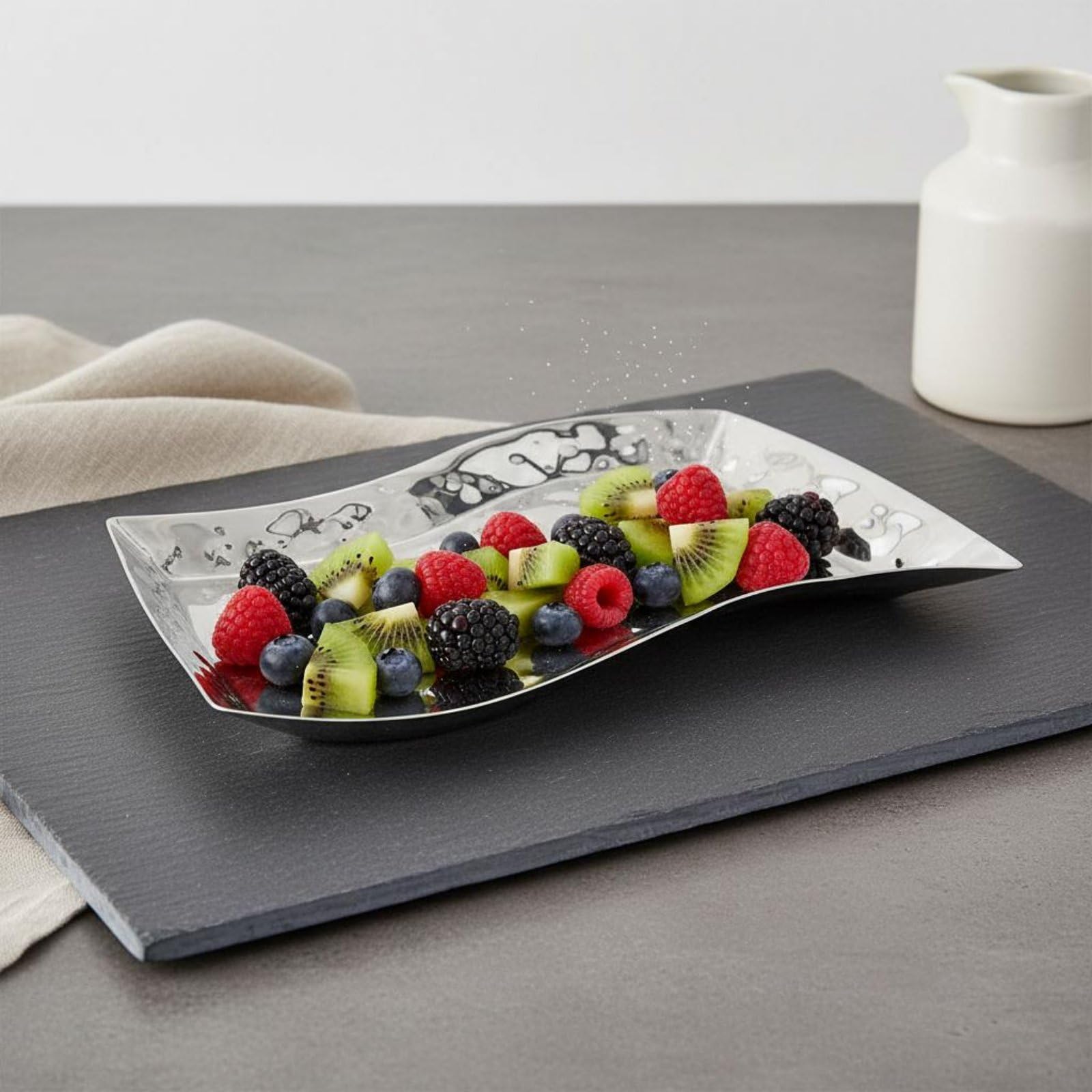 Gralara Piatto in Acciaio Inox Vassoio Servizio Vassoio Portafrutta Piatto Sashimi con Superficie Resistente E Riutilizzabile Adatto per Banchetti Catering Ristorante Cucina Professionale