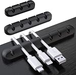 SOULWIT® 3-Pack Cable Holder Clips, Desktop Cable Organizer Cord Wire Management for USB Charging Cable/Power Cord/Mouse Cable PC Office Home