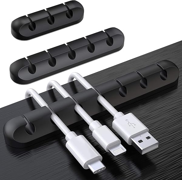 SOULWIT 3-Pack Self-Adhesive Silicone Desktop Cable Holder Clips