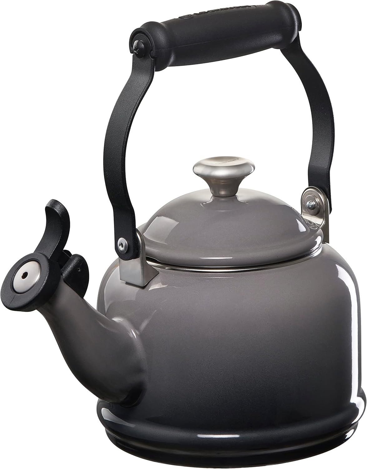 Le Creuset Enamel On Steel Demi Tea Kettle with Metal Finishes, 1.25 qt, Oyster