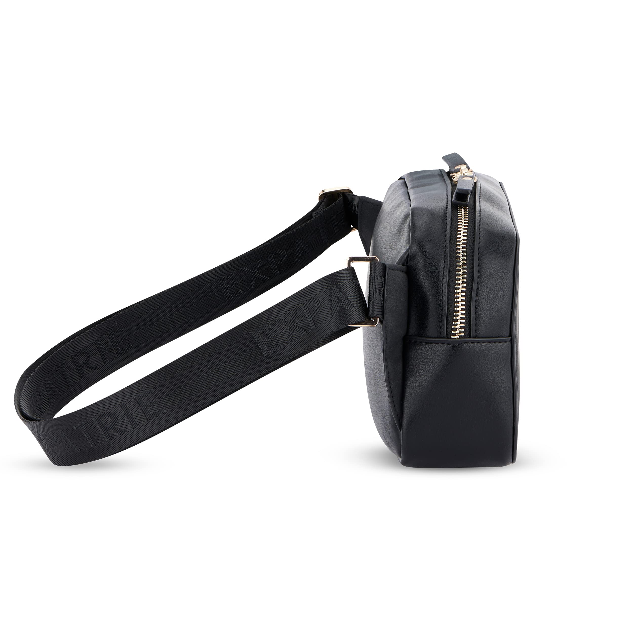 Expatrié Umhängetasche Damen Schwarz - Fleur - Elegante Crossbody Bag aus PU Leder - Kleine Handtasche zum Ausgehen Feiern Freizeit - One Size
