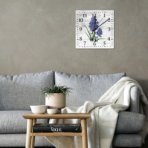 Miniatura 4 de Mighun Bluebonnets - Reloj de pared decorativo con cita motivacional, reloj de PVC, funciona con pilas, reloj cuadrado silencioso para decoración