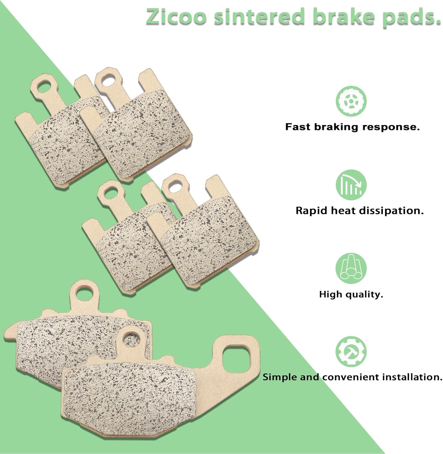 Sintered Front & Rear Brake Pads for Kawasaki ZX6R Ninja 636 ZX636 2003-2006 ZX10R Ninja ZX1000 1000 2004-2007 ZX6RR ZX600 2003-2006