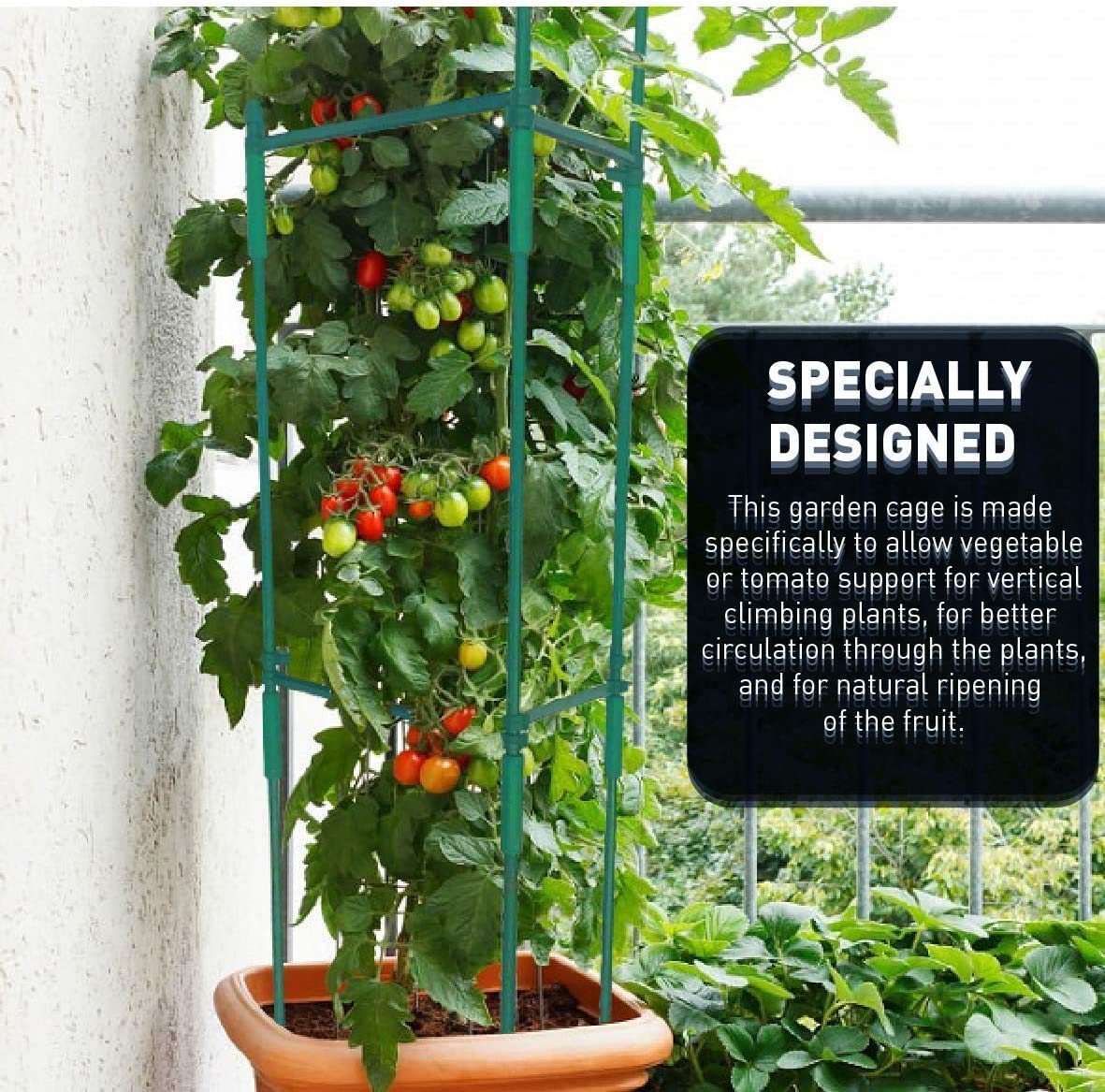 Apoyo para Plantas, Robustos Postes de Soporte para Plantas, Jaula para Plantas de Tomate, Escalada Vegtables, Flowers, Fruit Grow Cage (Tres Grupos)