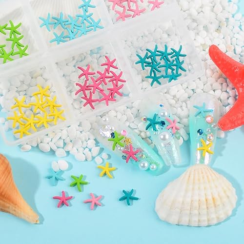60 dijes de uñas de estrella de mar, aleación de verano, 3D, para decoración de uñas temática de playa, arte de uñas y fabricación de joyas