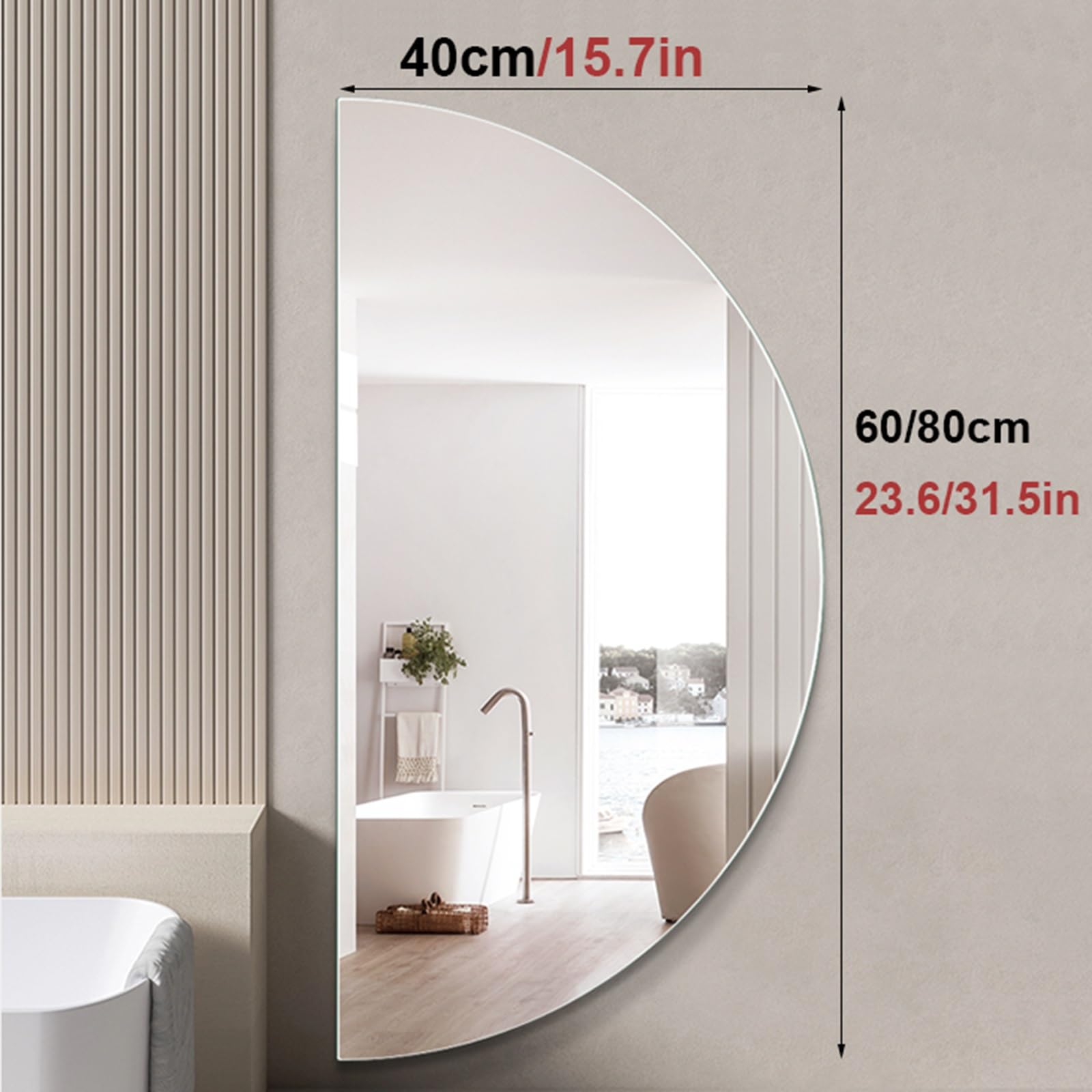 Amazon.co.jp: 壁掛け鏡 半円姿見鏡 40x60cm 40x80cm装飾ミラー壁掛け