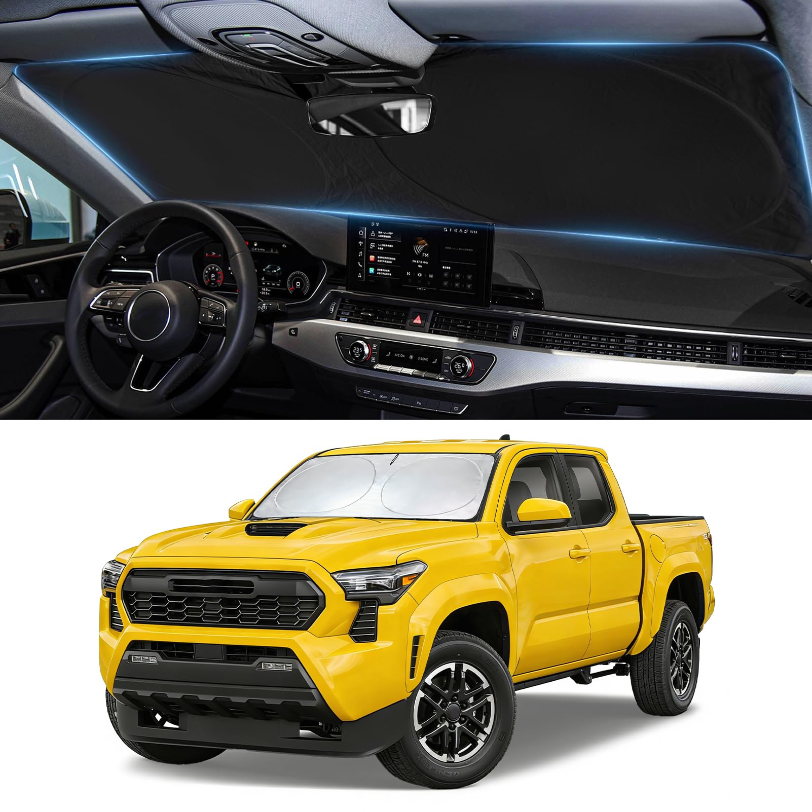 Windshield Sunshade for Toyota Tacoma 2016-2026 2Dr 4Dr Pickup Sun Visor