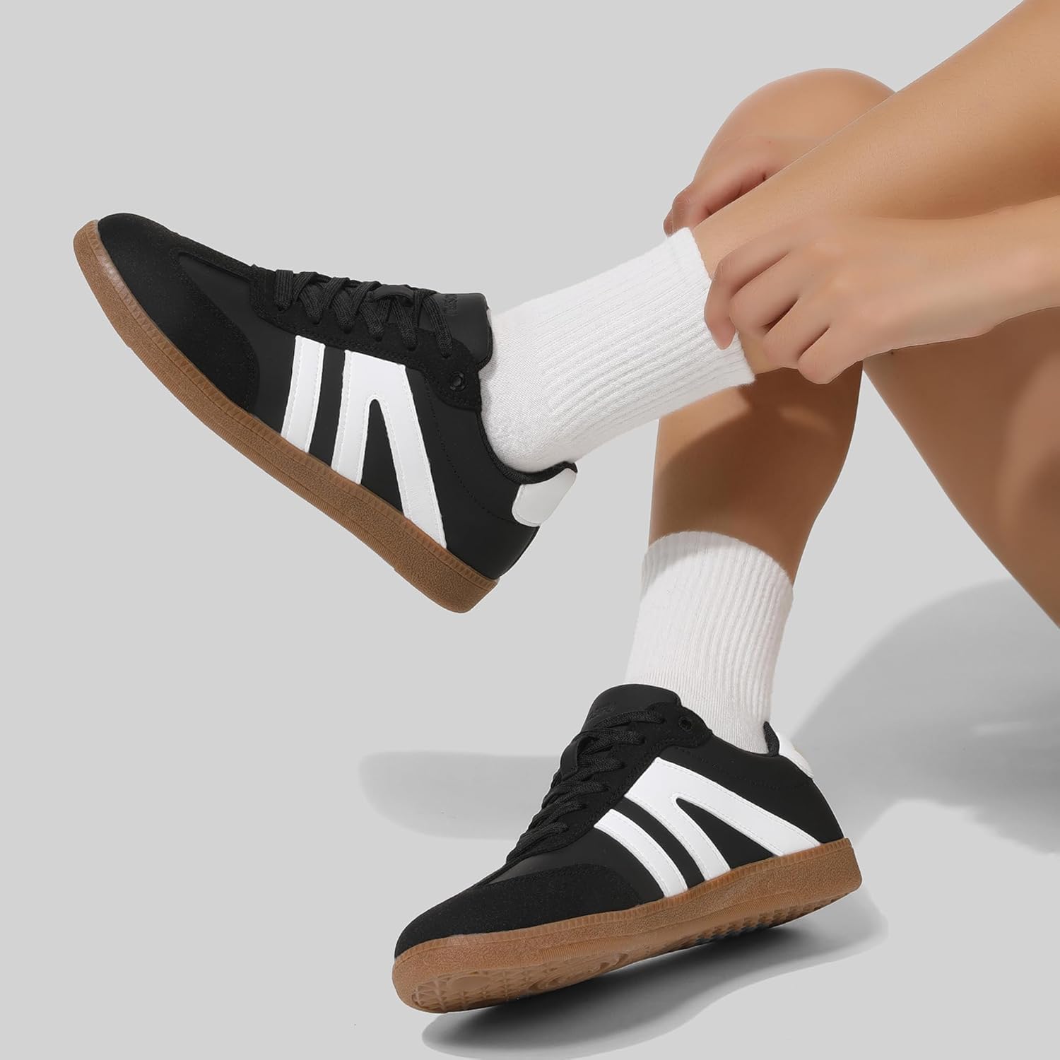 AoSiFu Women's Fashion Sneakers Classic Casual Women Walking Shoes Comfortable Lace-Up Tennis Footwear Anti Slip Skate Shoes - Image 6