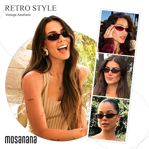Miniatura 4 de mosanana Gafas de sol retro ovaladas ojo de gato para mujer Y2k 90s moderno estrecho pequeño MS52585