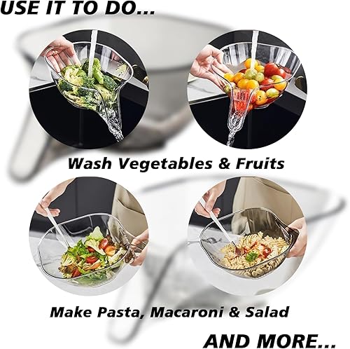 Miniatura 3 de Cesta de drenaje multifunción con boquilla paquete de 2 embudos de cesta de drenaje de cocina - Cuenco de drenaje multifuncional - Cesta de drenaje