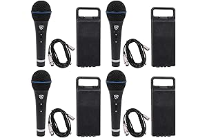 Rockville 4 RMM-XLR Wave XLR Dynamic Cardiod Professional Metal Microphones with XLR Cables