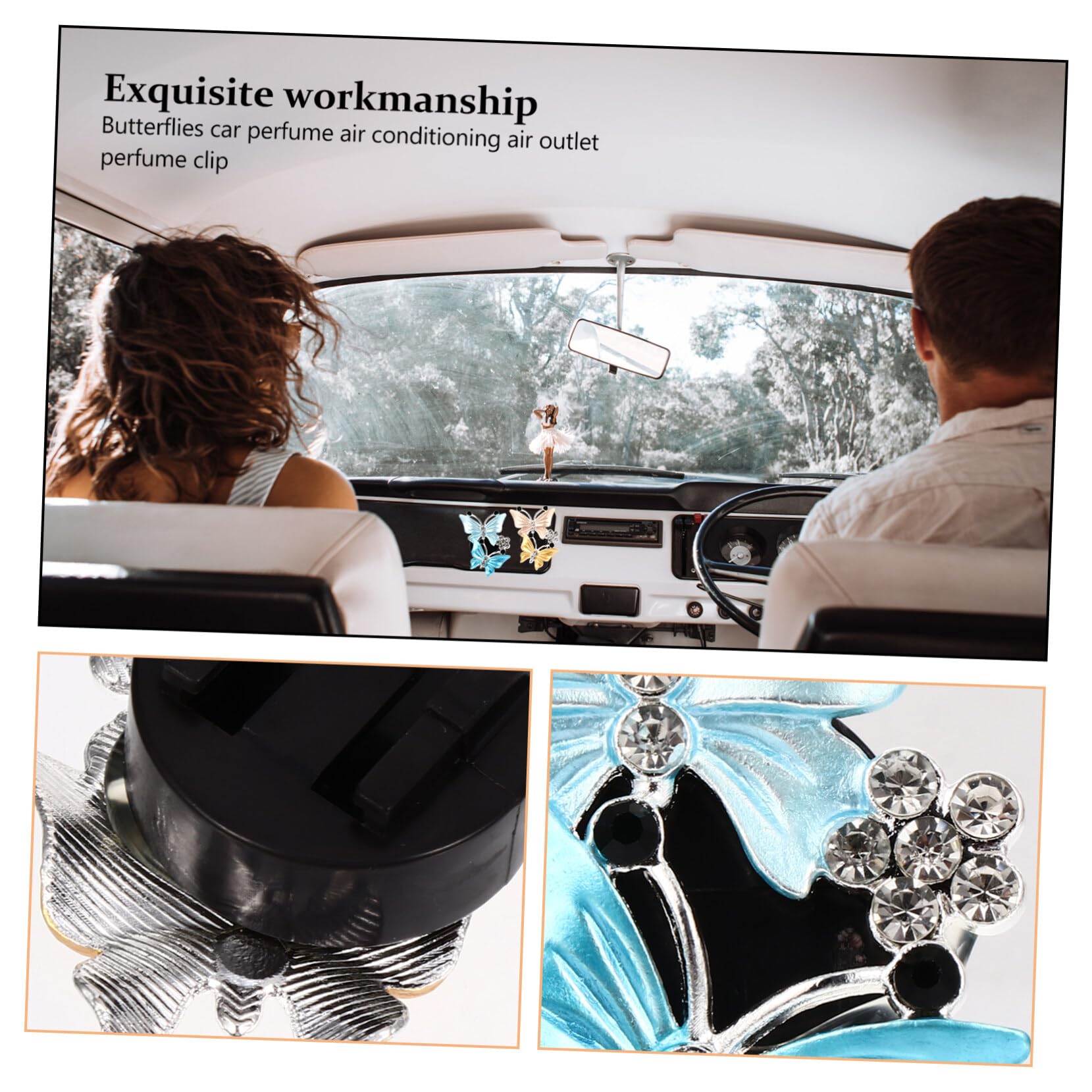 8pezzi Clip Per Auto Forma Di Farfalla Di Diffusori Profumo Con Strass Per Ventilazione Decorazione Auto Elegante e Pratica Facile Da Installare e Compatibile Con La Maggior Dei