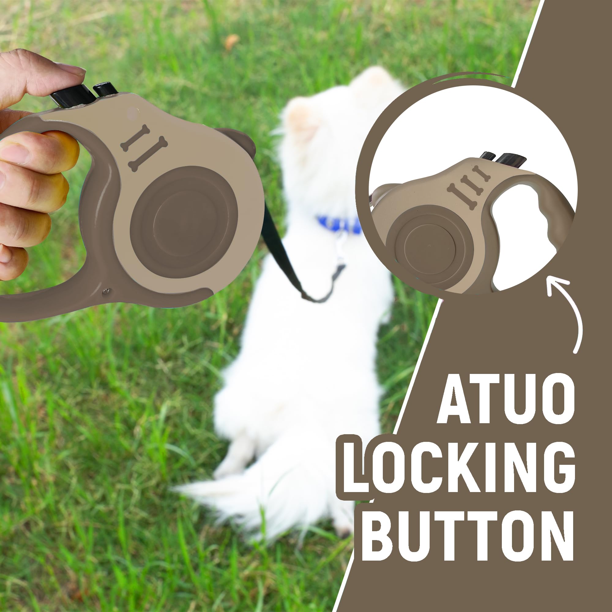 Correa retráctil para perro, cinta telescópica automática para perros, cinta para mascotas de 10/16 pies, duradera y conveniente, con cuenco plegable, dispensador, bolsas de basura, adecuada