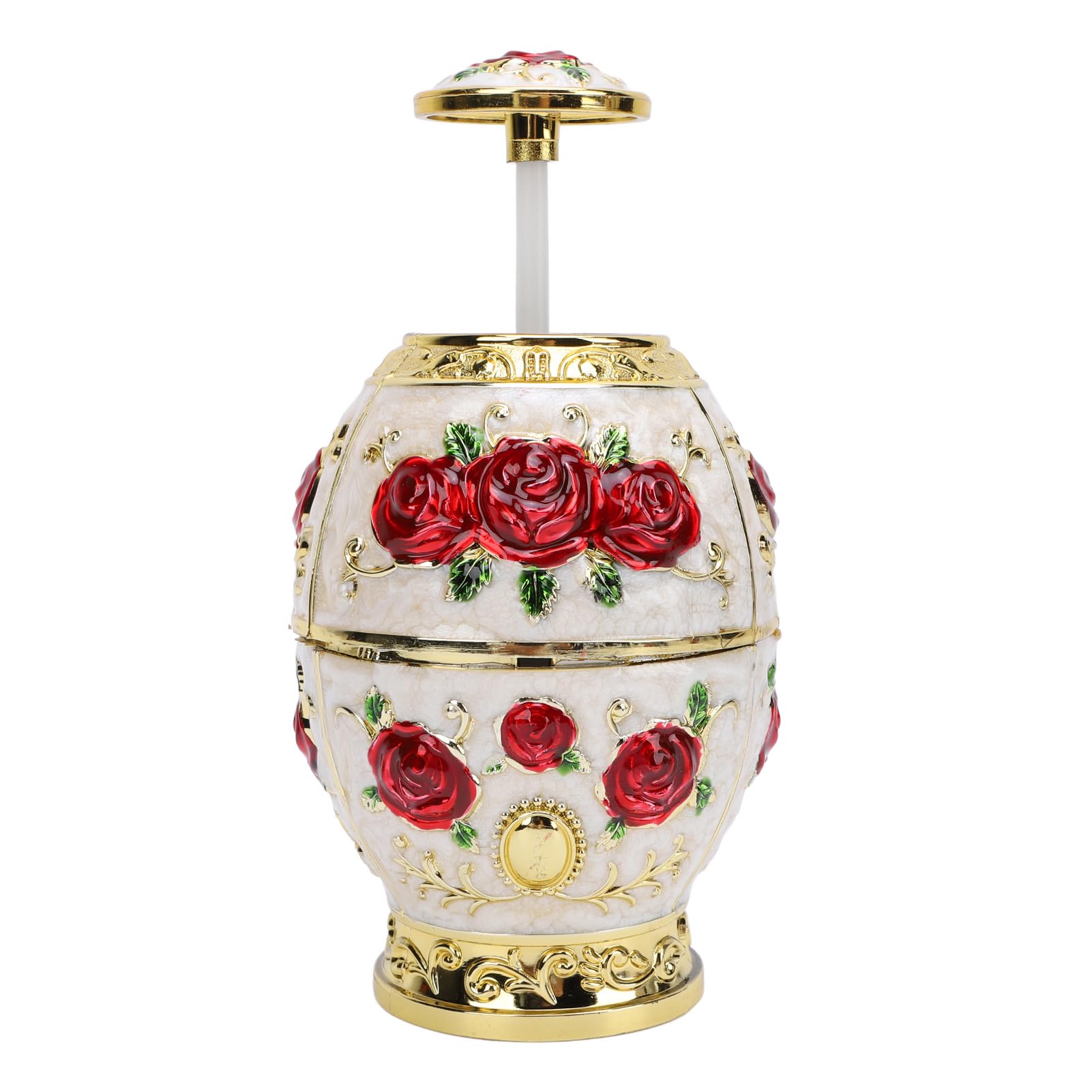 Miskall Toothpick Holder European Style Egg Shaped Automatic Pop Up Press Type Toothpick Dispenser,Elegant Design Toothpick Container for Living Room Dining Table