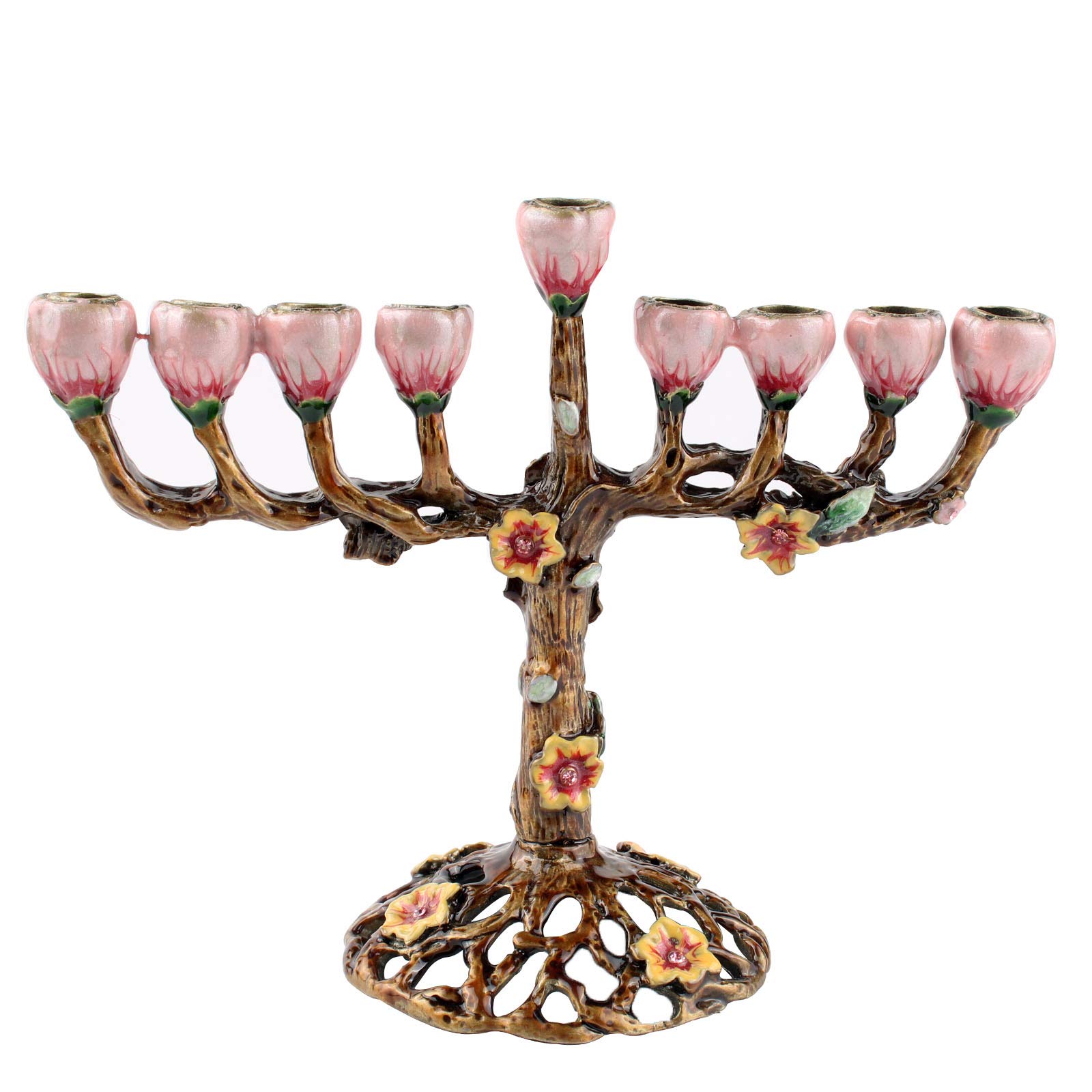 DUO ER9 Branch Hanukkah Menorah Candle Holders Tree of Flowers Antique Candlestick Holder