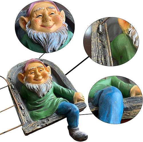 Miniatura 5 de Abrazador de árbol de elfo fuera de la puerta de 12 pulgadas, estatua de gnomo, cara de árbol, decoración de jardín para patio, gnomo al aire libre,