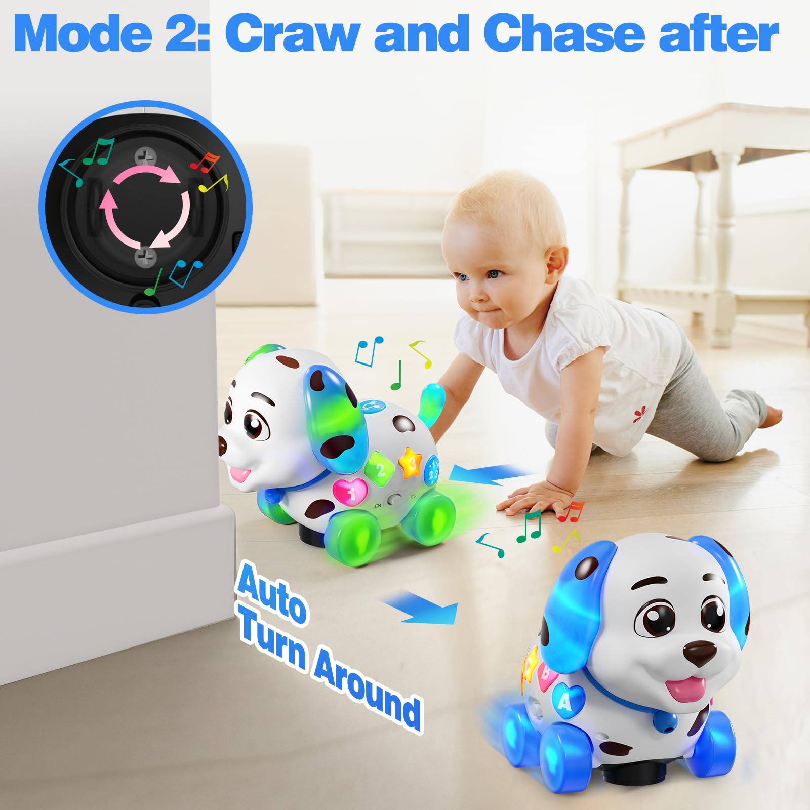 HumorPlay Musical Puppy Baby Toy 6-12-18 Month, Crawling & Walking Toys for 1 Year Old Boy Girl Gifts, Birthday Gift for 1 Year Old Boy Toy, Bilingual Infant Present for 6 7 8 9 10 Month