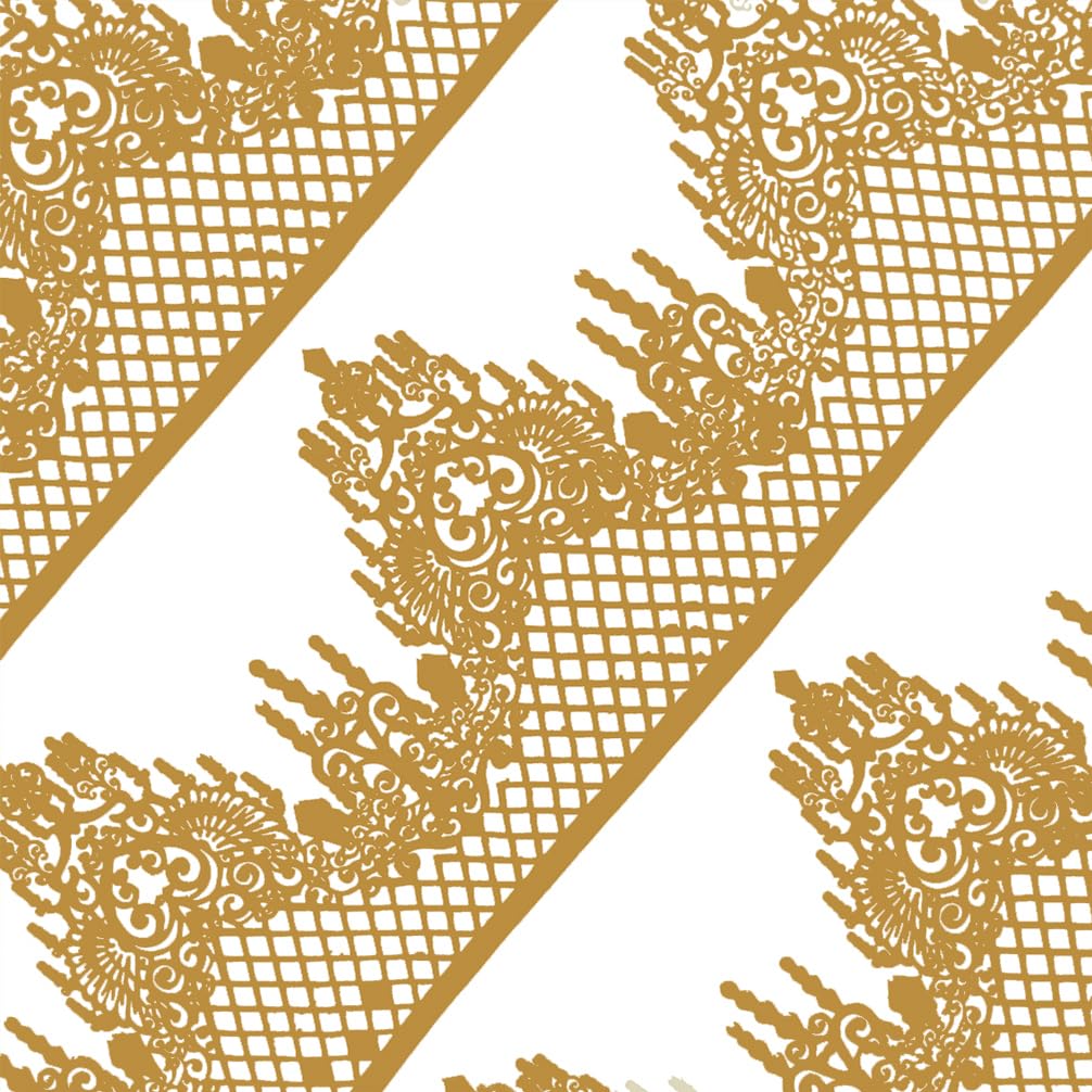 Large Pre-Made Ready to Use Edible Cake Lace Lattice Diamond Scallop Golden 12-inch 10-Piece Set