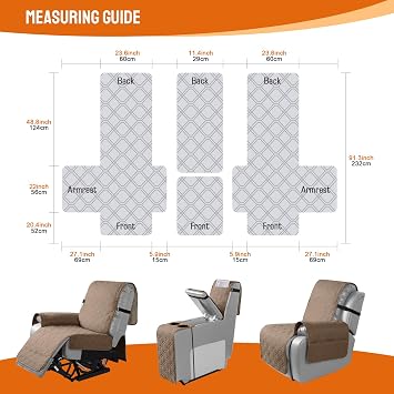 VANSOFY Loveseat Recliner Cover with Console Waterproof, Light Brown