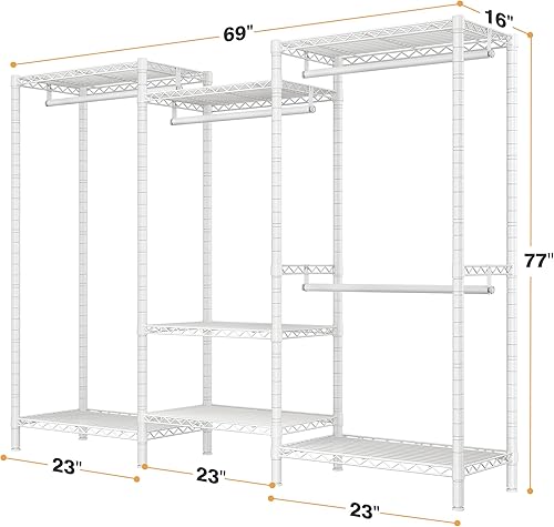 Miniatura 7 de Raybee Perchero de ropa blanco, resistente con carga de 830 libras, perchero para colgar ropa, perchero de metal independiente para armario,