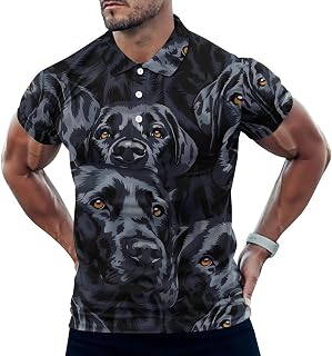 Black Labrador Lab Dog Classic Golf Polos for Men Athletic Tennis Shirts Short Sleeve Sports Summer Casual Funny