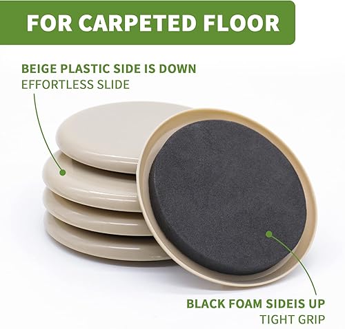 Miniatura 2 de Deslizadores de muebles para pisos de madera dura, deslizadores de muebles para pisos alfombrados, paquete combinado de 16 piezas de 3 12 pulgadas,