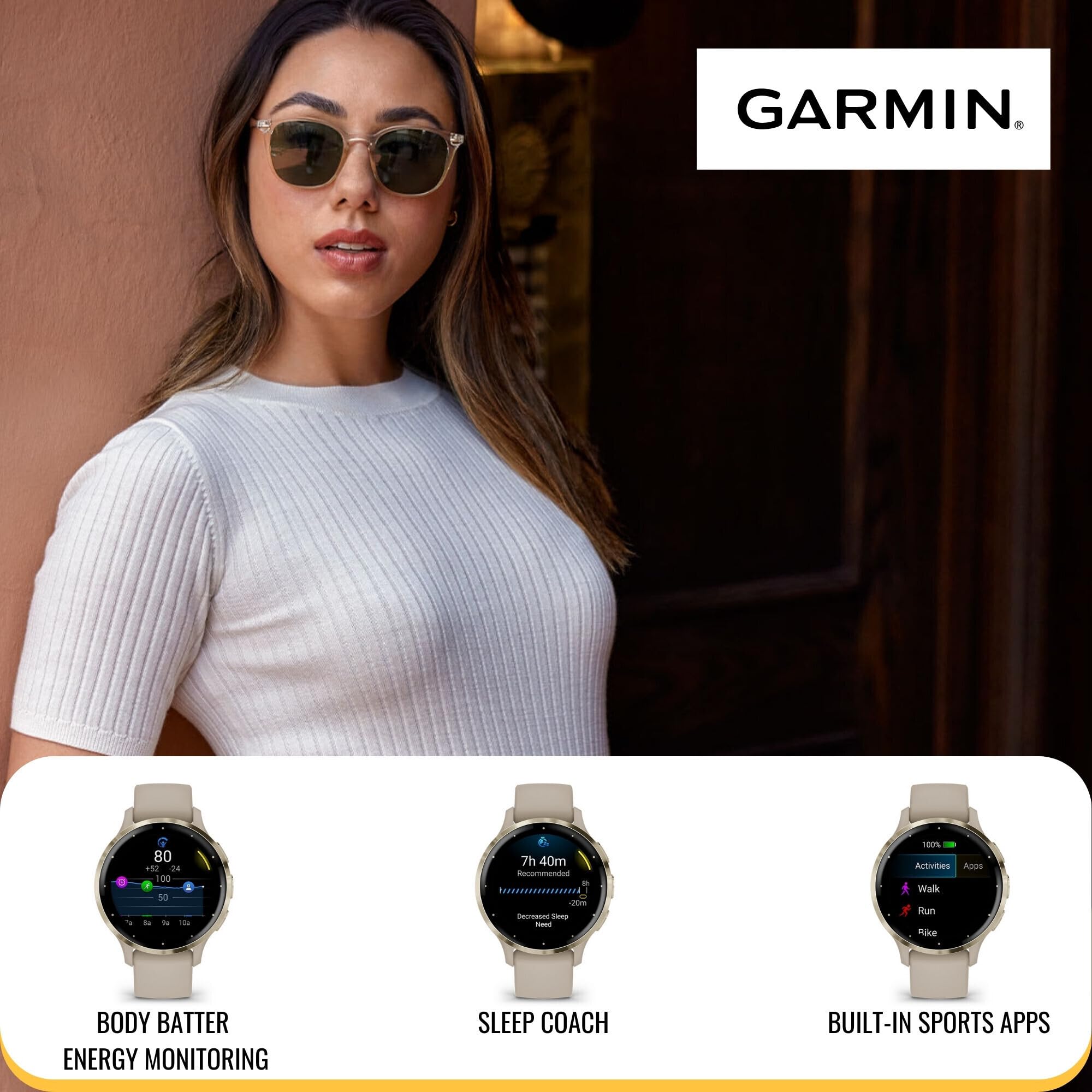 Amazon | Garmin Venu 3S スマートウォッチ (シルバーとセージグレー 