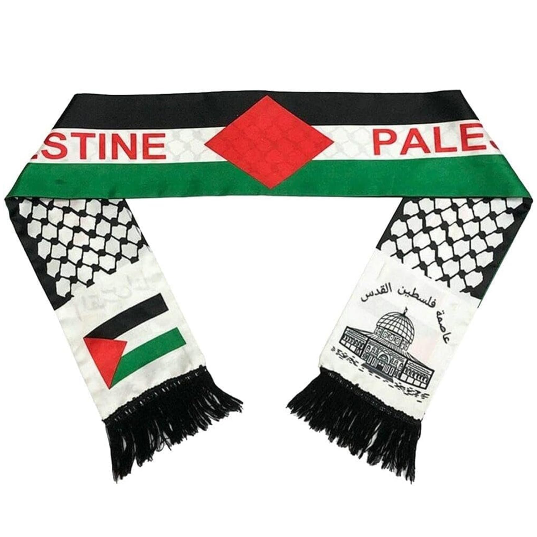 Azidweryq Unisex Colorful Palestine Scarf 53 Inch Long Polyester Palestinian Keffiyeh With Tassel Soft Ethnic Printed Arabian Satin Scarf For Men Women Wedding Holiday Palestine