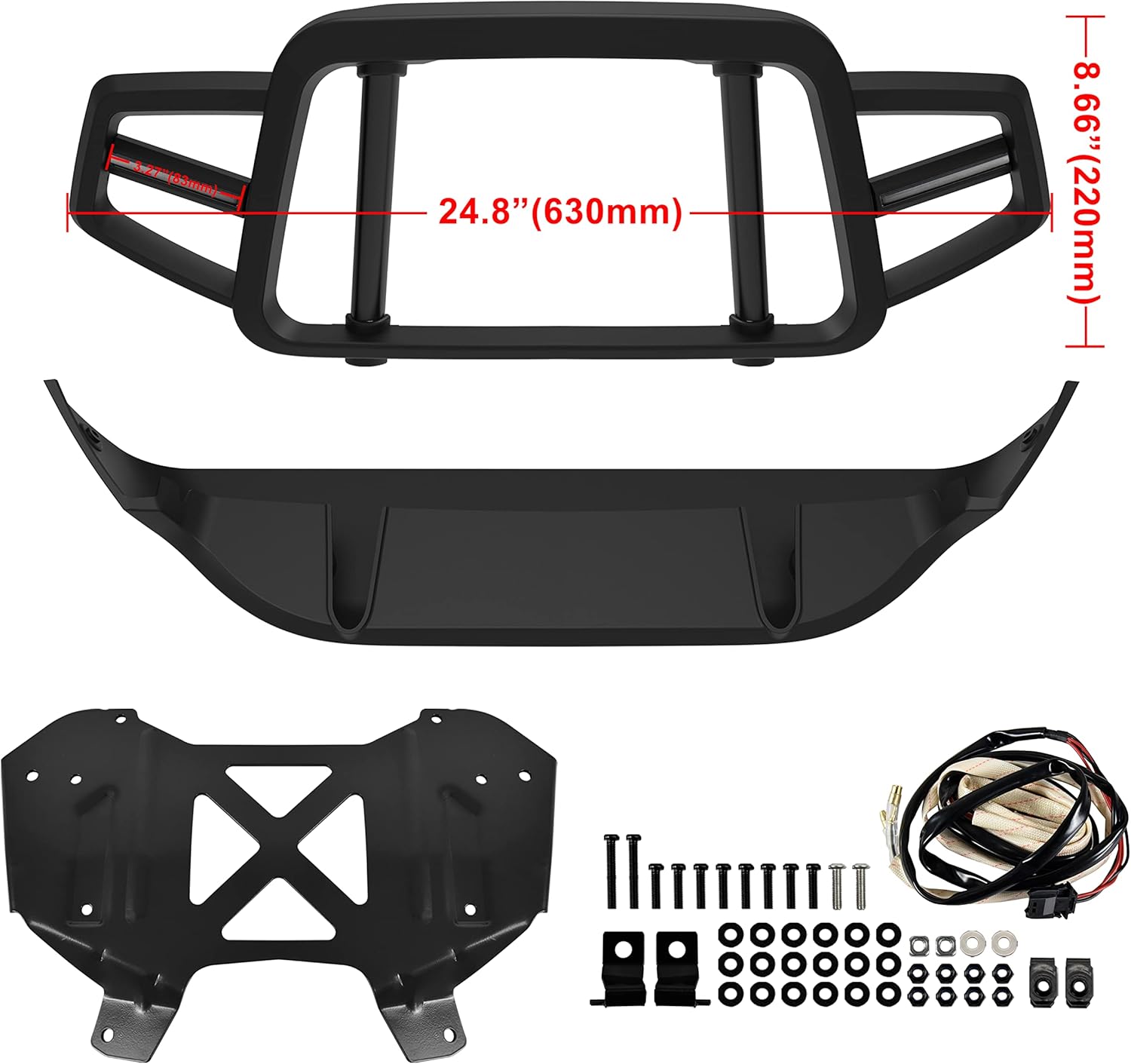 SAUTVS Front Bumper Guard with LED Light for Can-Am Ryker, Front Profile Bumper Guard Protector with LED Accent Light for Can Am Ryker 600 900 Sport Rally All Models Accessories (Replace #219401108)
