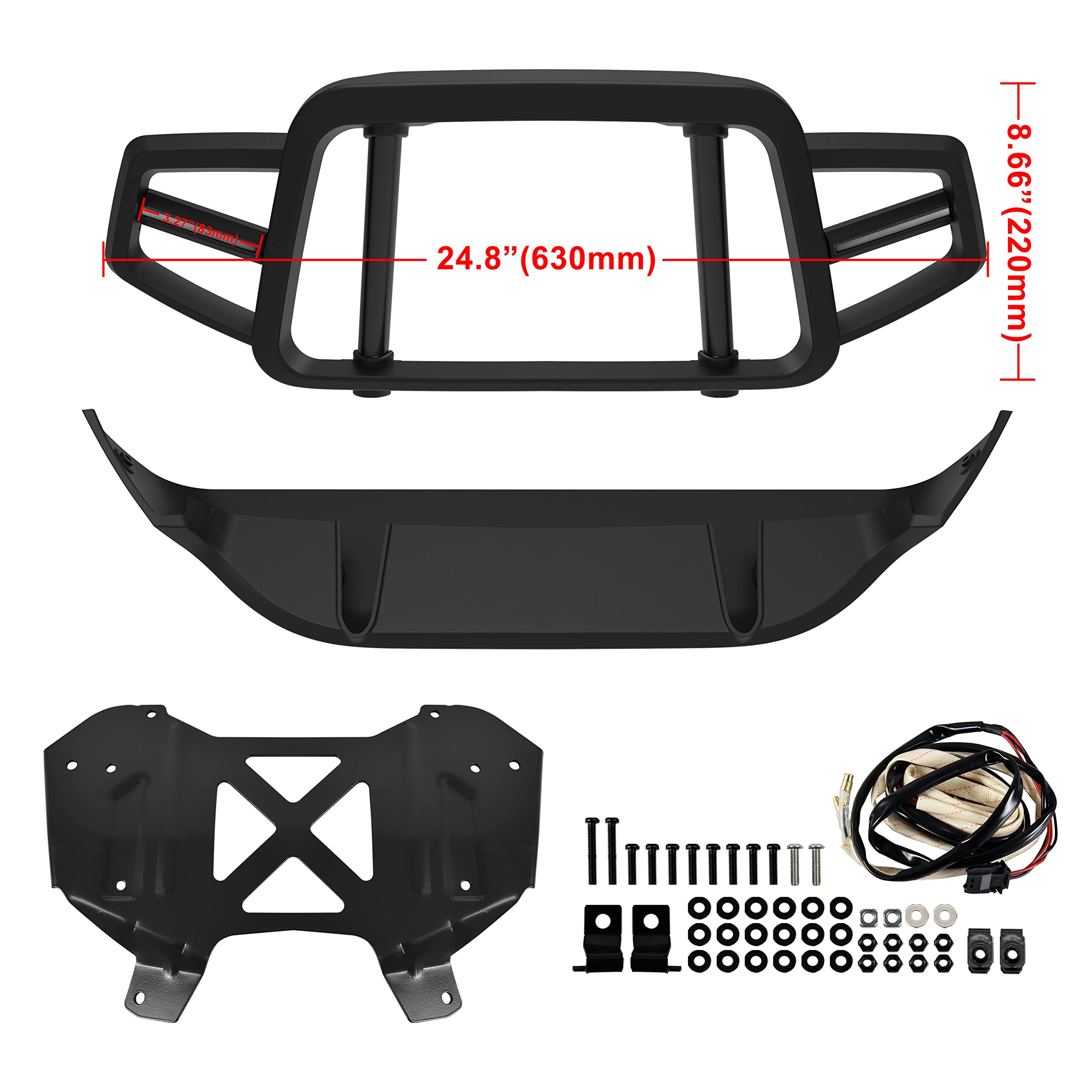 SAUTVS Protection de pare-chocs avant avec lumière LED pour Can-Am Ryker, profil avant avec lumière d'accentuation LED pour Can Am Ryker 600 900 Sport Rally tous modèles (remplace #219401108)