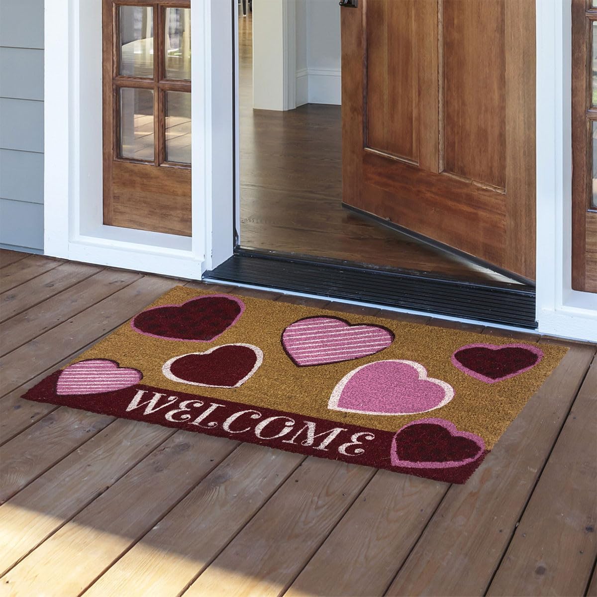 Briarwood Lane Hearts Valentine's Day Natural Fiber Coir Doormat