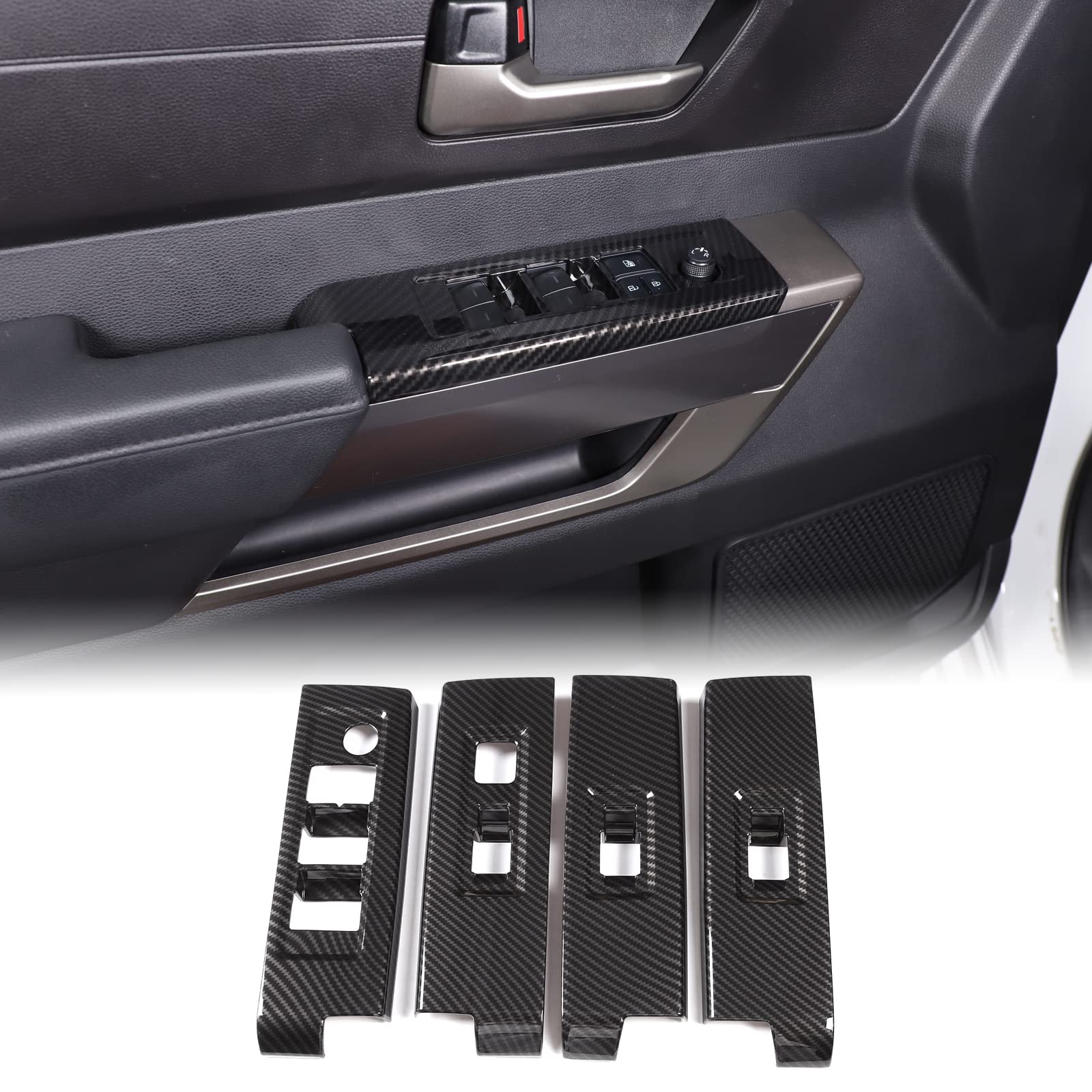Aunginsy Car Door Window Glass Lift Button Panel Trim Cover Compatible with Toyota Tundra/Sequoia 2022-2025 Car Front and Rear Doors Armrest Window