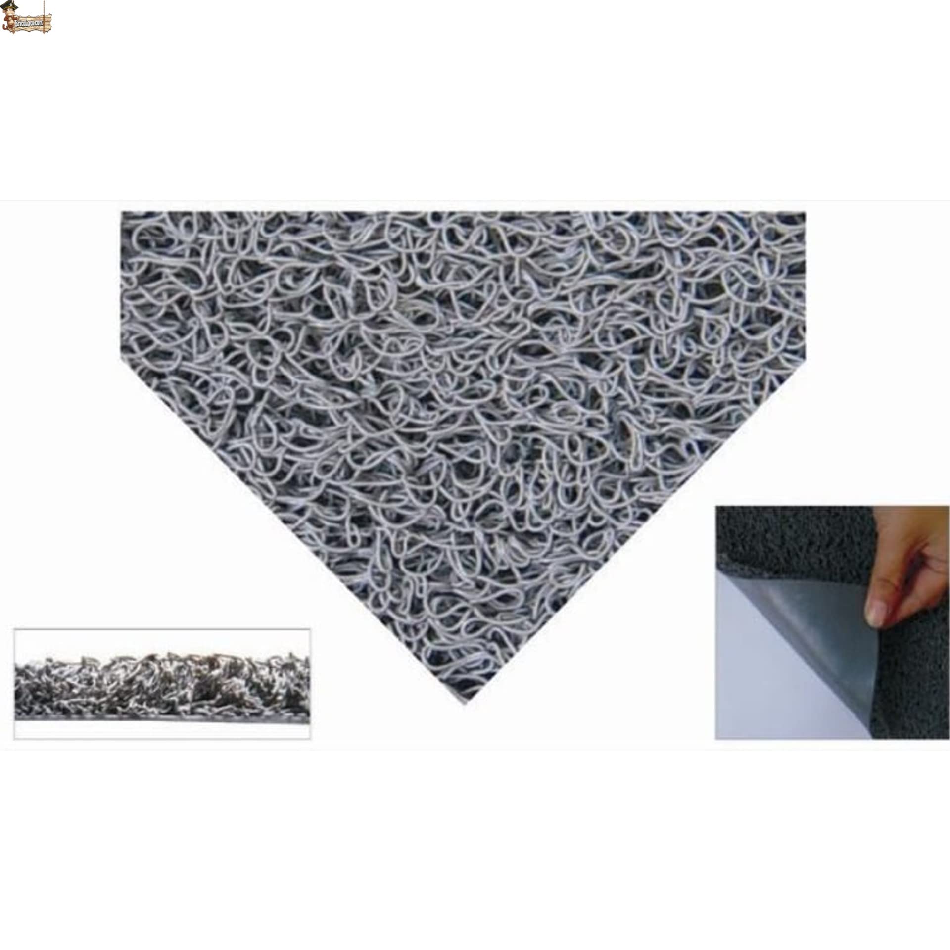 BricoLoco.com Zerbino ingresso casa, terrazzo. Gomma per ricci esterni o interni. blu. da metri o rotolo. Larghezza 1,20 MTS. x 12 MTS. Spessore 10 mm. con base. Tappeto Vinile Riccioli. (12 metri,