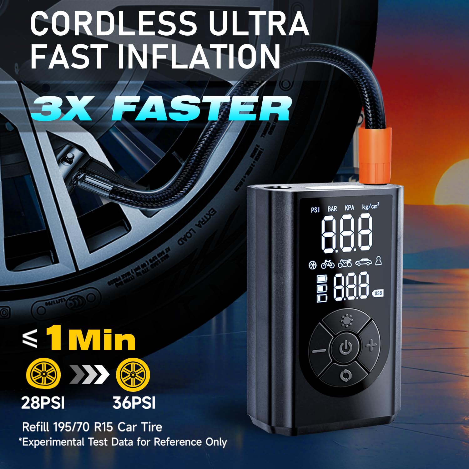 Tire Repair Kit with Tire Inflator Portable Air Compressor, 70pcs Heavy Duty Tire Plug Kit with 150PSI Cordless Air Pump, Universal Tire Repair Tools for Truck, Tractor, Motorcycle, Bicycle, Ball