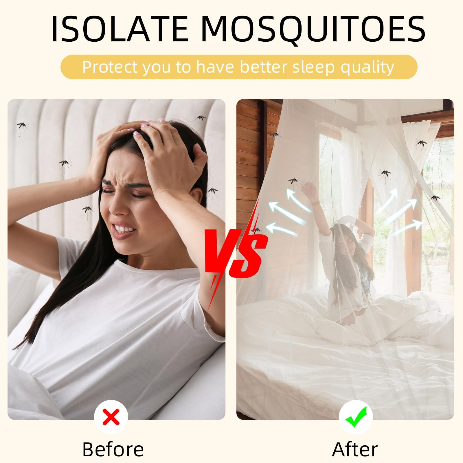 Malla Fina Mosquitera para Cama, Mosquitera Cuadrada, Antimosquitos para Cama Individual, Dosel de Cama Decorativo, Cortina de Cama Antiinsectos, con Gancho, 90 x 195 x 150 CM, Blanca