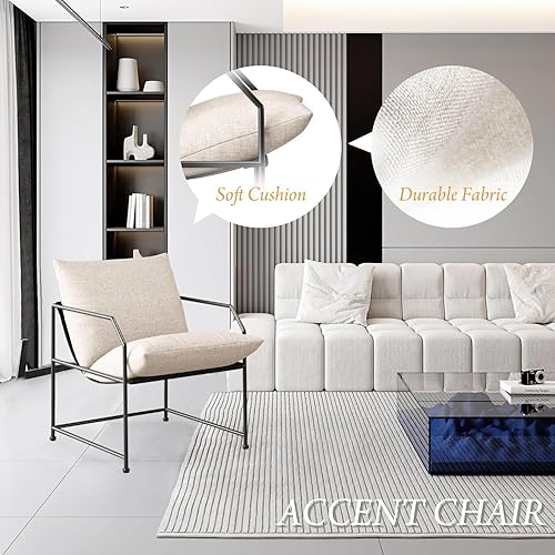 Miniatura 6 de Silla decorativa, sillas de sala de estar, juego de 2 cómodas sillas de lectura para dormitorio, silla de salón tapizada, moderna de mediados de