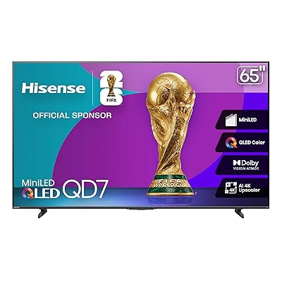 Hisense 55" Class QD7 Series Mini-LED 4K UHD Smart Fire TV (55QD7QF, 2025 Model) - QLED, HDR10+, Dolby Vision, Dolby Atmos, Game Mode Plus, ALLM, Alexa Built in with Voice Remote, Streaming TV, Black