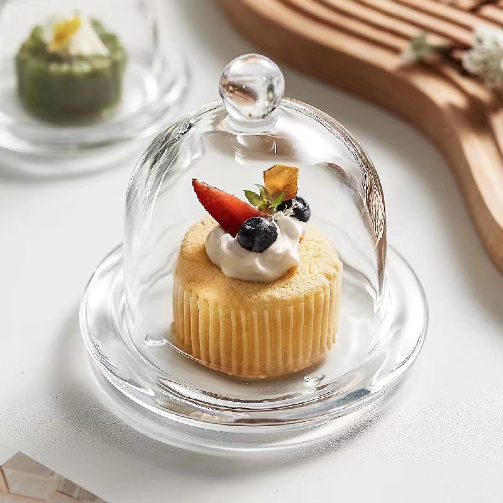 Amazon｜ミニ グラス ドーム カバー 蓋付き タイニー ケーキ カップ 