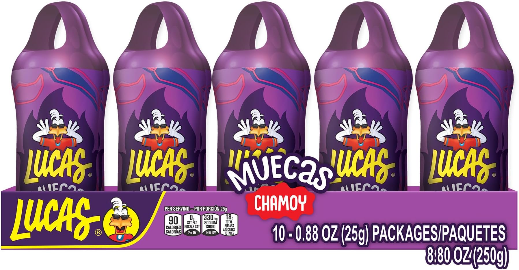 Muecas Lollipop Chamoy Flavor Candy, 0.96oz - 10 Pieces Pack for Treats, Snack, Parties, Piñatas – Chamoy Lollipop great for Easter Baskets