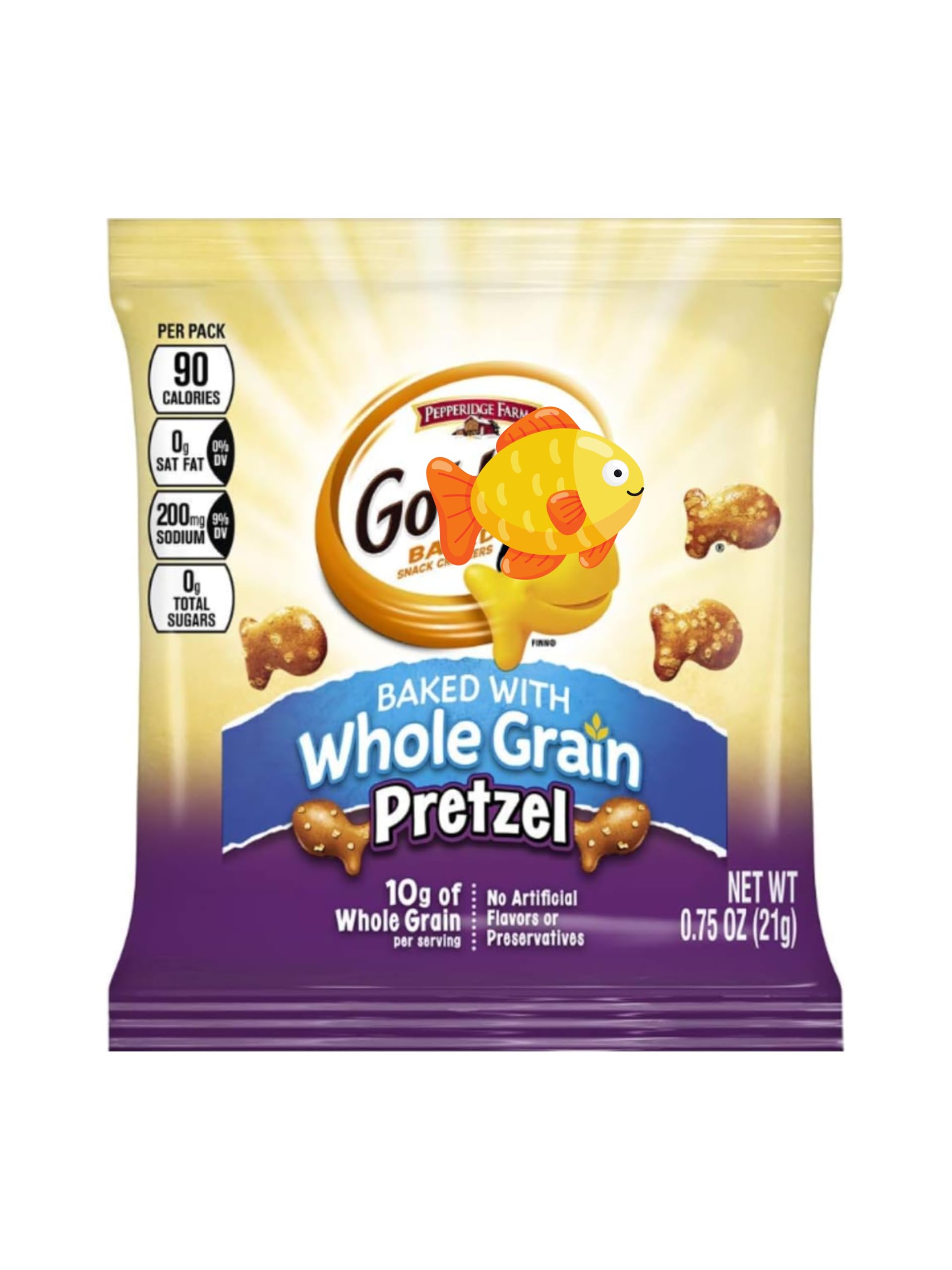 Fish Shaped Whole Grain Snack Crackers, Pretzel, 0.75 Oz, (15 pack), by Litezout