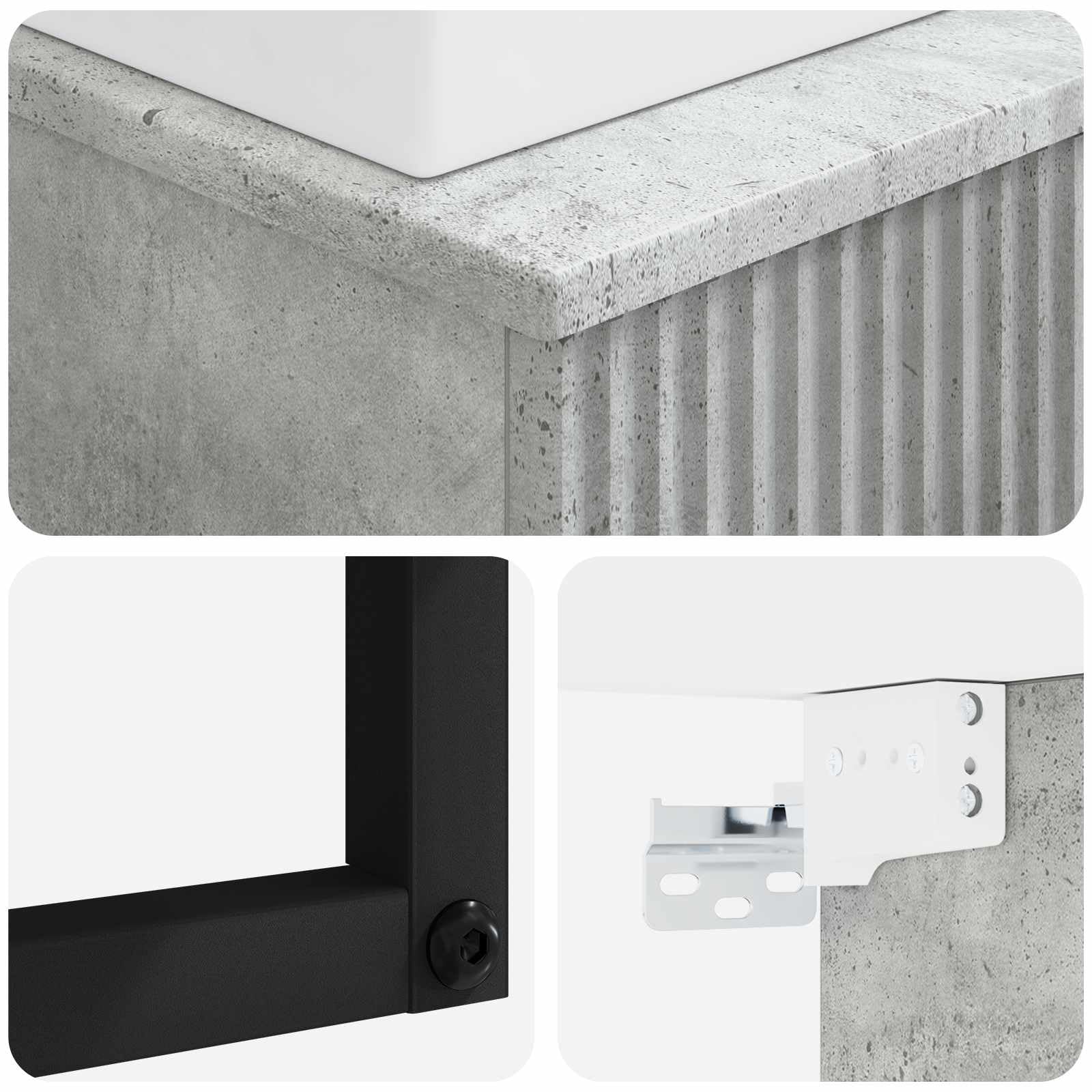 Lavabo mural gris béton 40 x 41 x 39 cm