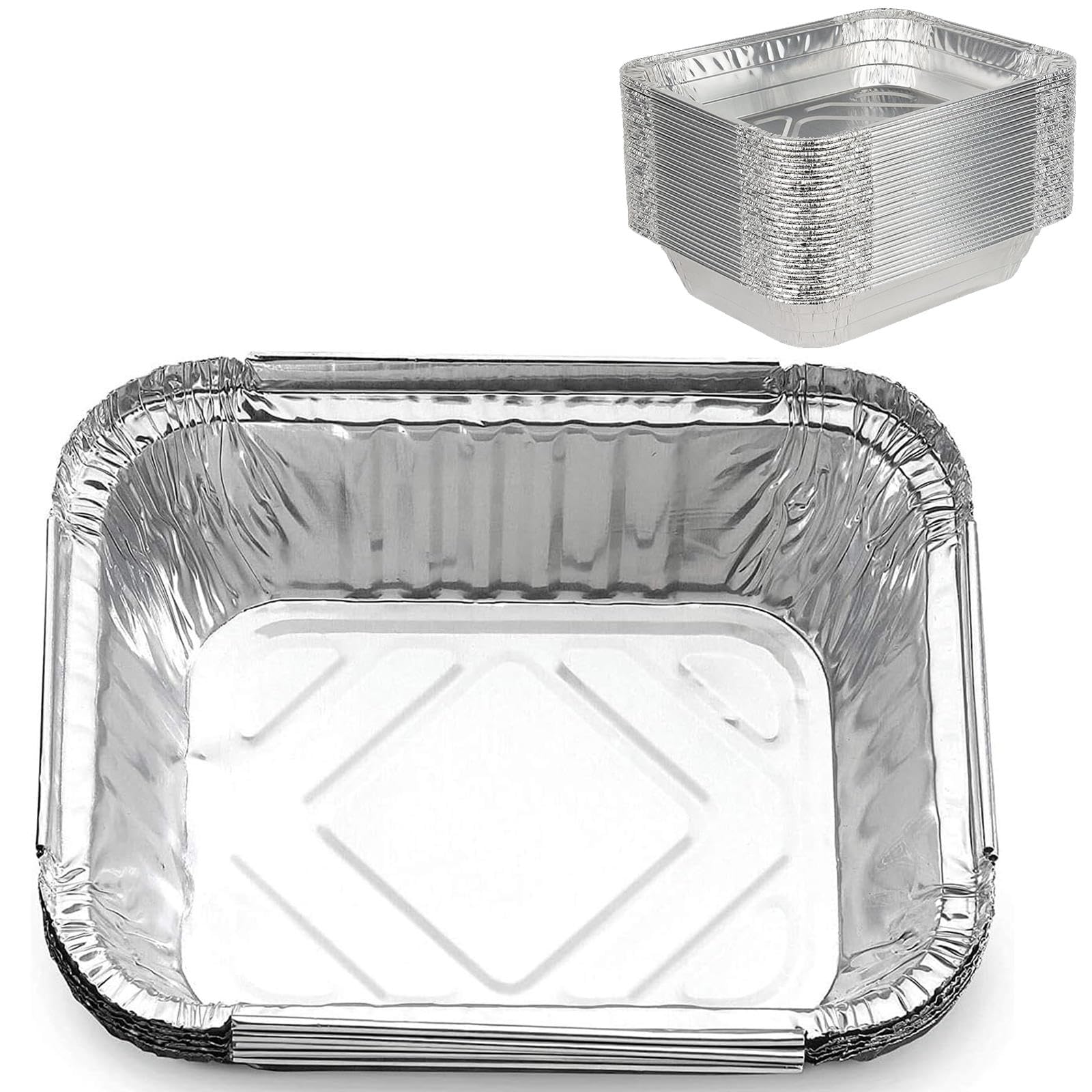 Bandeja de Aluminio, 30 PCS Bandejas de Papel de Aluminio Contenedores de Papel de Aluminio para Hornear Bandejas para Hornear Bandeja Cuadrada Resistente Al Calor Lata para Hornear, 680 Ml