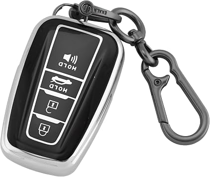 EKALA for Toyota Key Fob Cover, 4 Buttons Soft TPU Key Case Shell with Keychain, Fit for Toyota Highlander Corolla Camry C-HR RAV4 Avalon Prius 4Runner Prado 86/GT86 CL-Tyt-S