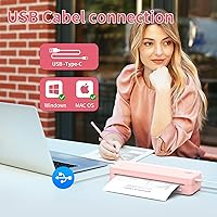 Vista 3 de JADENS Impresoras portátiles inalámbricas para viajes, 300DPI compatibles con papel térmico de 8.5"×11", impresora sin tinta para laptop, compatible
