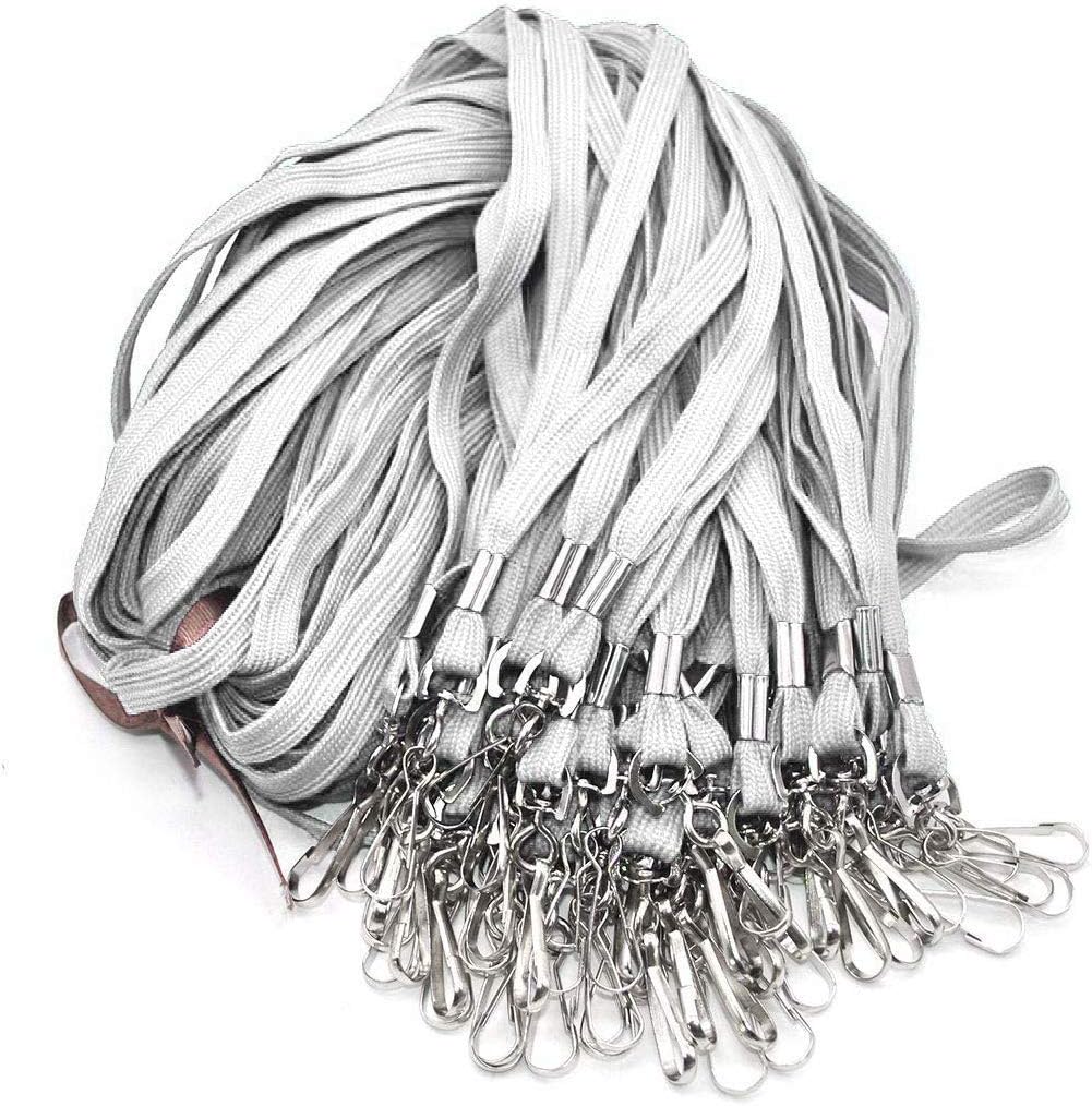 Bird 100 Pack Bulk Badge Lanyards for ID Badges - Neck Lanyard Name Tag ID Holder (Gray, 100 Pack), Gray,black - Image 5