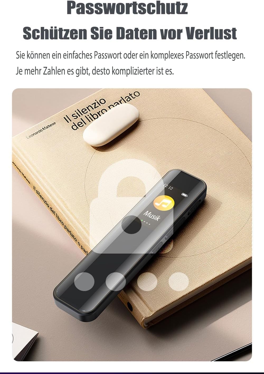 Diktiergerät 64 GB Speicher, Wiederaufladbar Uer USB, Sprachsteuerung, Mit MP3 Player Diktiergerät Mini, Für Kurs, Besprechungs Und Voice Recorder Diktiergerät Mit Schreibfunktion, Voice Recorder