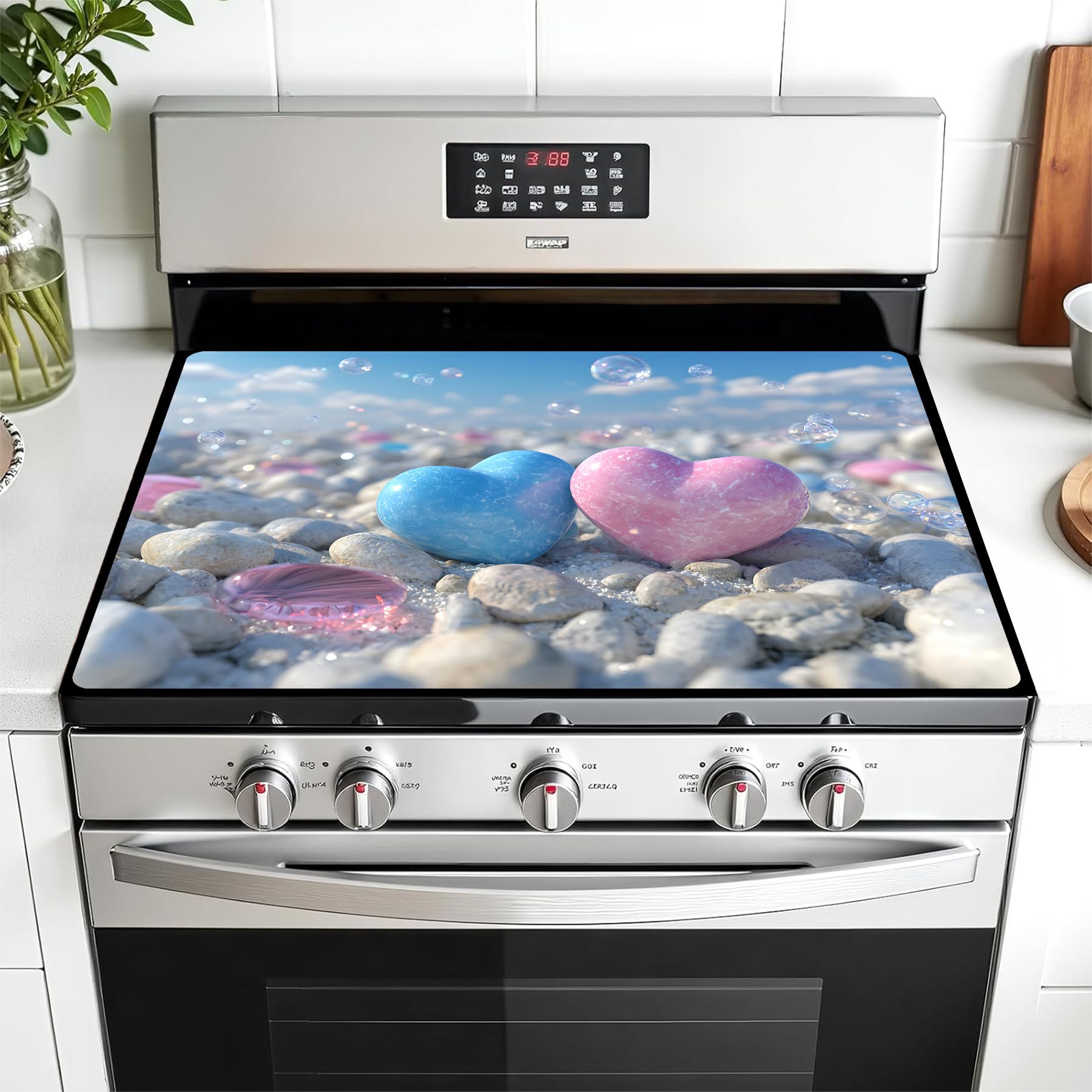 Multi-Design Stove Top Cover for Glass/Electric Stoves - 3-in-1 Heat-Resistant Protector Mat, Non-Slip Drying Rack 28"x20"